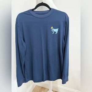 GOAT USA Navy Long Sleeve T-shirt Size Medium Discoloration
